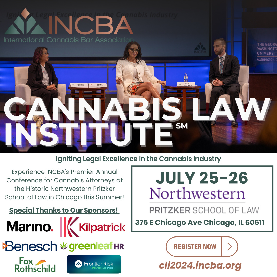 Cannabis Law Institute Main Marketing Graphic with Gold Sponsors